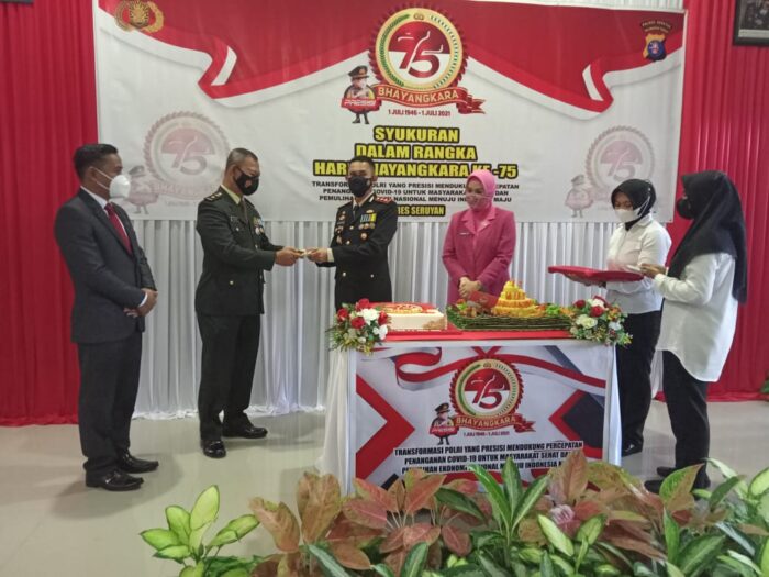 Puncak hari Bhayangkara Ke-75 di Polres Seruyan berlangsung sederhana, Kamis (1/7/2021). Foto : Tbn