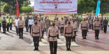 Kapolres Seruyan Ikuti Hari Bhayangkara Ke-75 dengan Kapolda Kalteng