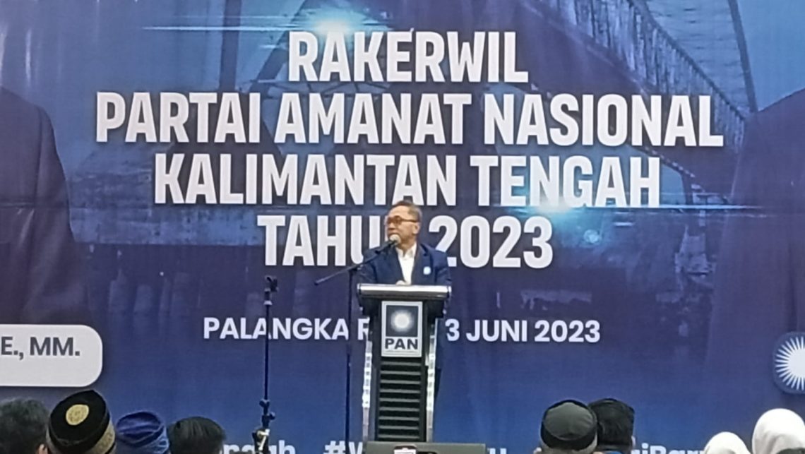 Ketua DPP PAN, Zulkifli Hasan, saat membuka Rakerwil DPW PAN Kalteng di Palangka Raya, Sabtu (3/6/2023). Foto : Mads