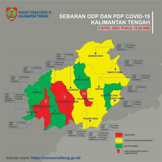 Data Tim Gugus Tugas Penanganan Covid-19 Pemprov Kalteng, 5 April 2020. Foto : mms