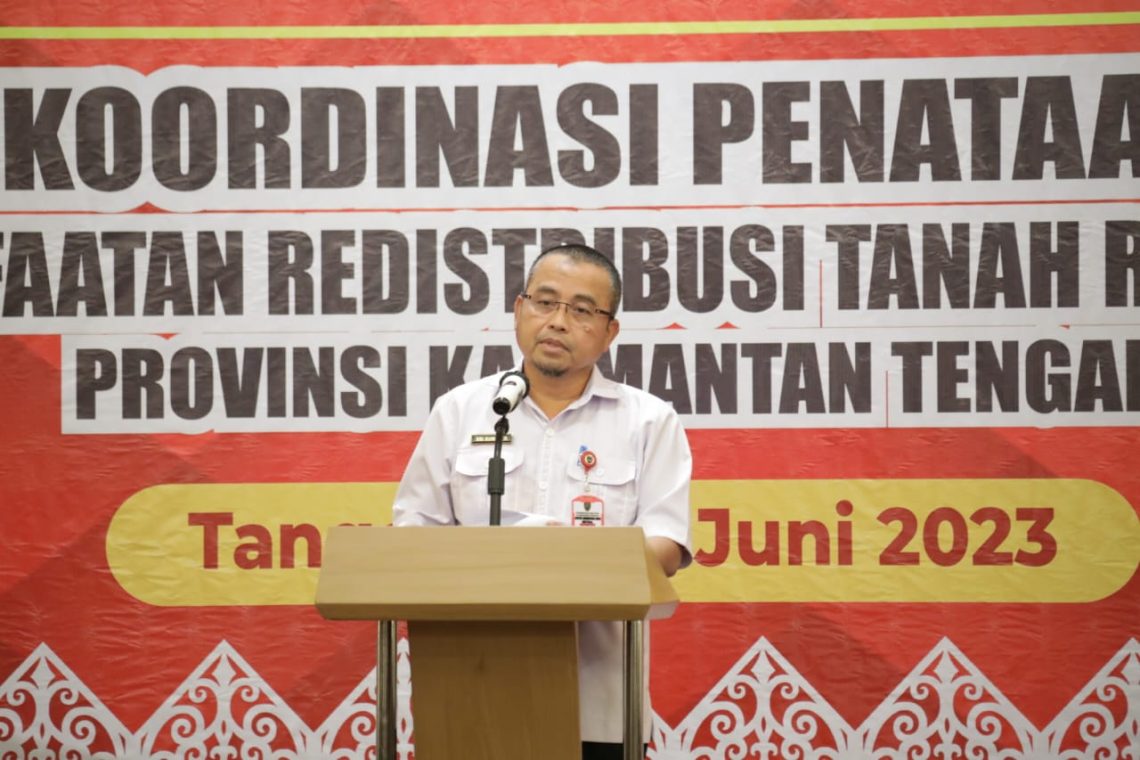 Asisten Adum Sri Suwanto saat membuka Rakor Penataan Akses Dalam Pemanfaatan Redistribusi Tanah Reforma Agraria