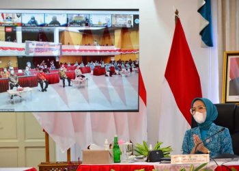 Ketua TP PKK Kalteng Ikuti Rakernas PKK Tahun 2021 Secara Virtual