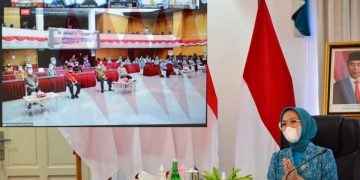 Ketua TP PKK Kalteng Ikuti Rakernas PKK Tahun 2021 Secara Virtual