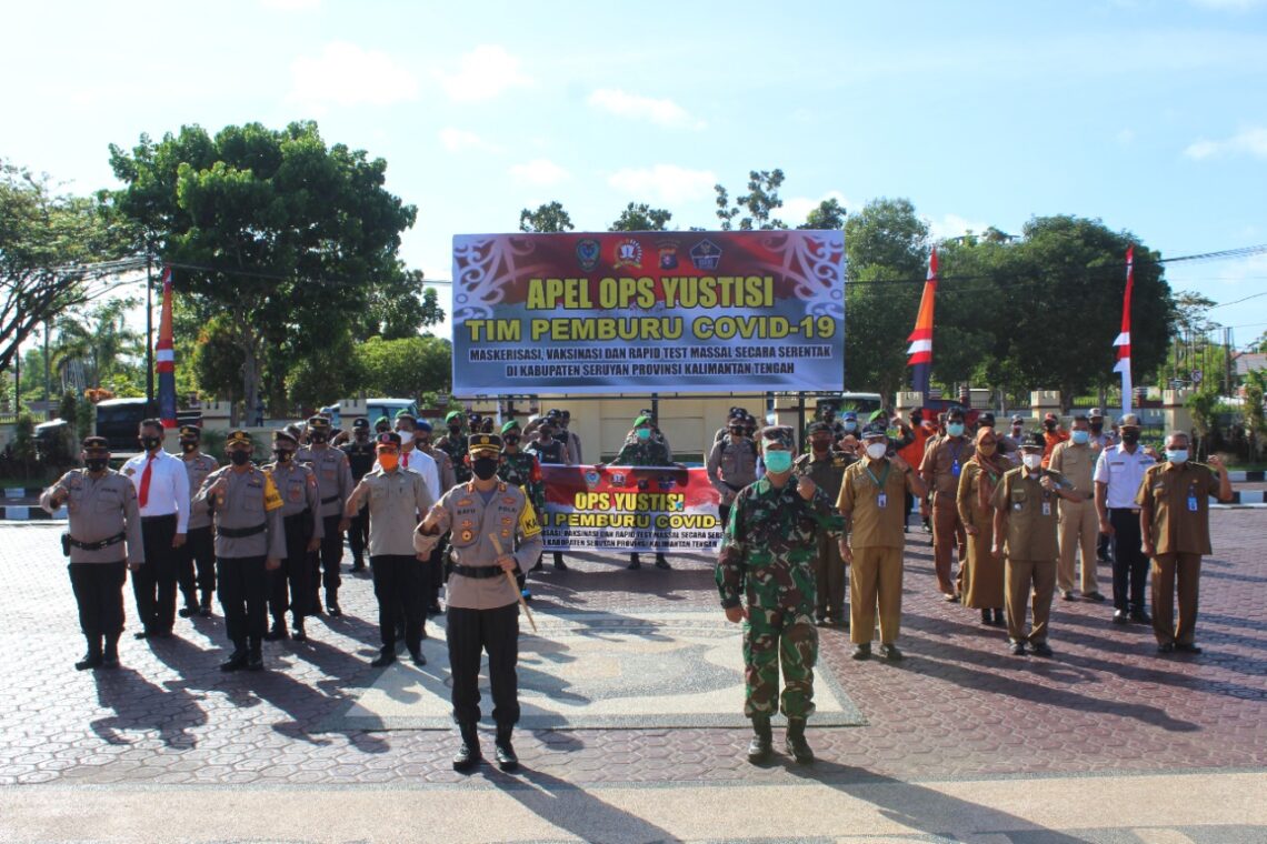 Polres Seruyan melaksanakan Apel Operasi Yustisi Tim Pemburu Covid-19, Selasa (08/06/2021). Foto : TN