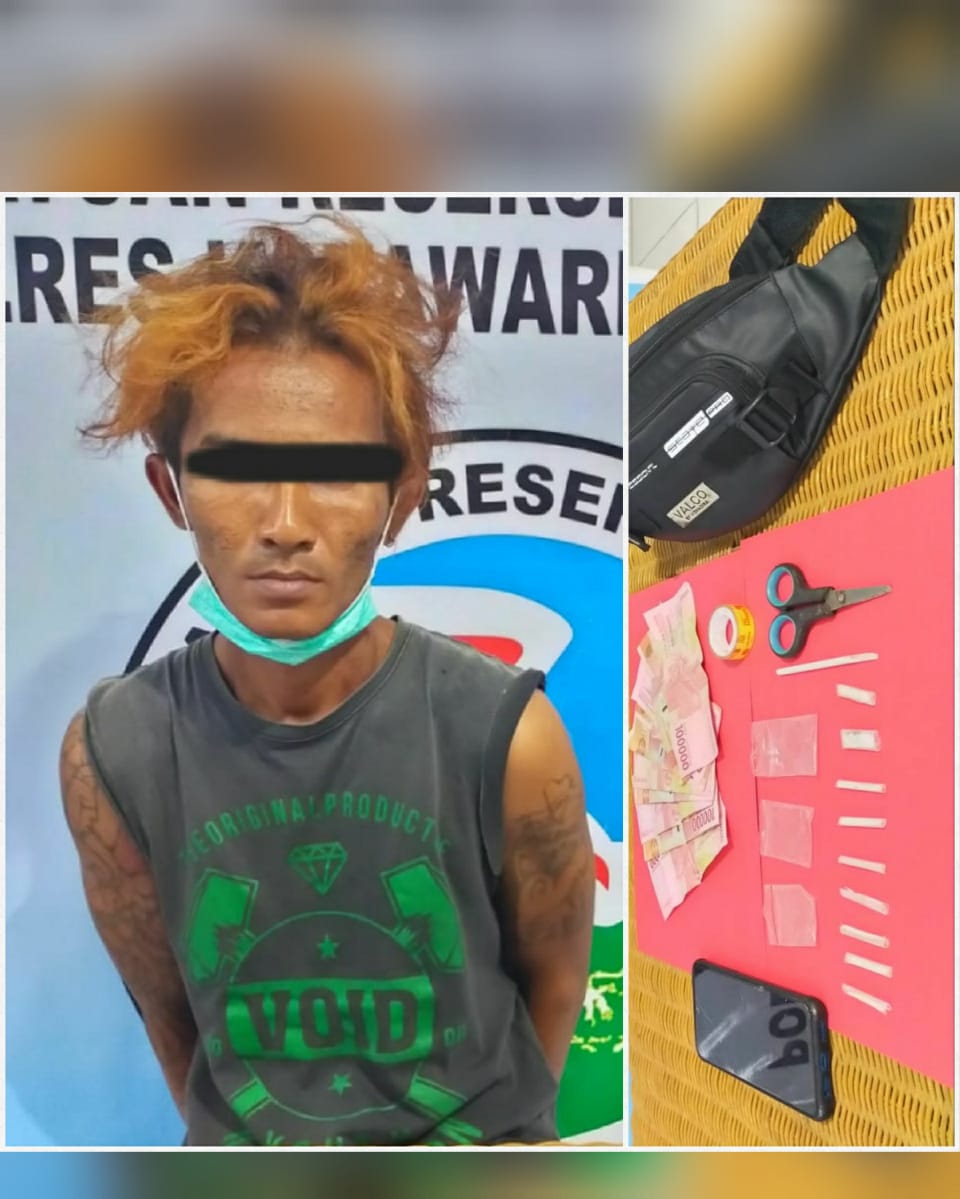 Pelaku Kur (36) dan barang bukti. FOTO : tbn.