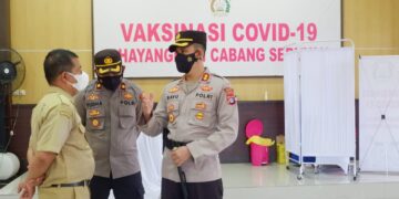 Kapolres Seruyan Meninjau Pelaksanaan Kegiatan Vaksinasi Covid-19