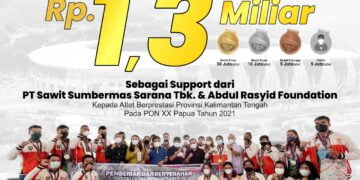 PT SSMS dan ARF Berikan Rp1,3 M Untuk Atlet Kalteng Berprestasi di PON XX Papua
