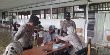 Polsek Seruyan Hilir Lakukan Patroli dan Pengamanan Kegiatan Vaksinasi