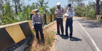 Satlantas Polres Seruyan Bersama Dishub Cek Titik Rawan Laka Lantas