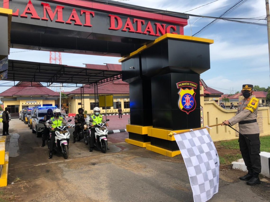 Polres Seruyan jajarang Polda Kalteng menggelar patroli gabungan skala besar, Selasa (16/2/2021). Foto : Tbn