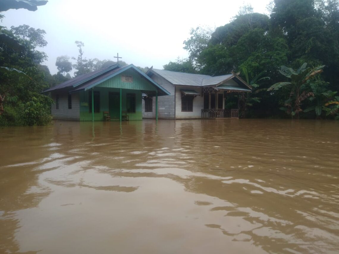 Perumahan warga di wilayah Kecamatan Pasak Talawang yang digenangi banjir. Foto : Lg
