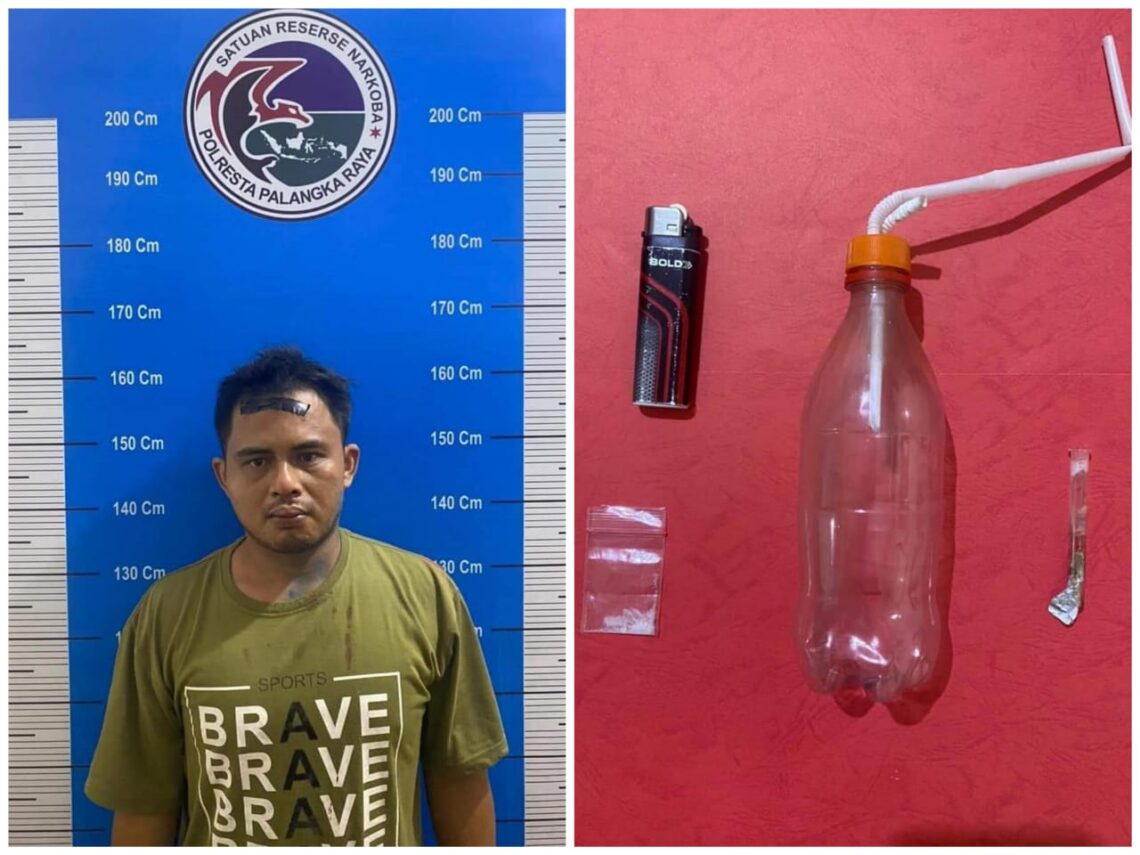 Tersangka pemilik Sabu di Petuk Katimpun, HS, ketika diamankan Aparat Polres Palanagka Raya. Foto : Tbn