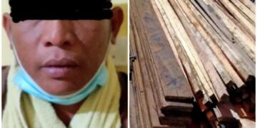 Polsek Kapuas Barat Amankan Klotok Muat Kayu Ilegal