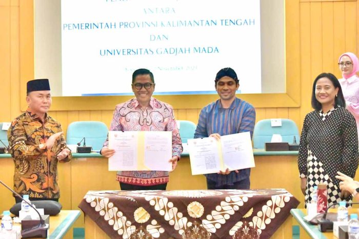 Gubernur Kalteng, H. Sugianto Sabran, saat menghadiri Audiensi dan Penandatanganan Perjanjian Kerja Sama antara Perangkat Daerah Lingkup Pemprov Kalteng dengan Universitas Gadjah Mada