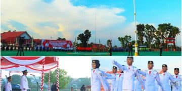 Wabup Mura Pimpin Upacara Penurunan Bendera HUT ke-78 RI