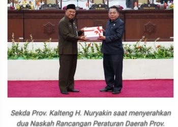 Sekda Sampaikan Dua Naskah Raperda Provinsi Kalteng Pada Rapur ke – 4 Masa Persidangan II Tahun Sidang 2024