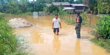TNI Pantau Banjir di Desa Tumbang Melahoi Gumas