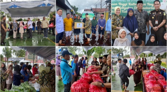 Kejati dan IAD Wilayah Kalteng menggelar bakti sosial dan pasar murah dalam rangka menyambut Hari Raya Idul Fitri 1446 H/2025 di halaman Kejati setempat, Kamis (20/3/2025) pagi. Foto: Penkum.