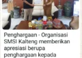 Apresiasi Atas Dukungan Kegiatan Organisasi, Kadishut Terima Penghargaan dari SMSI Kalteng