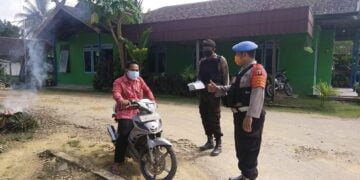 Polsek Seruyan Hulu Giat Terapkan Prokes di Desa Tumbang Manjul