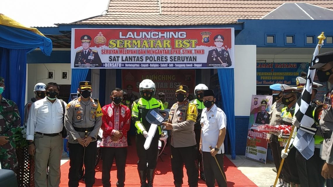 Terobosan Inovasi Kreatif Satlantas Polres Seruyan Sermatar BST diresmikan dan di Launching langsung oleh Kapolda Kalteng Irjen Pol Dr. Dedi prasetyo, M.Hum., M.Si., M.M. didampingi Bupati Seruyan Yulhaidir dan Kapolres Seruyan AKBP Bayu Wicaksono, S.H., S.I.K., M.Si serta unsur Forkopimda Kabupaten Seruyan baru-baru ini. Foto : TN