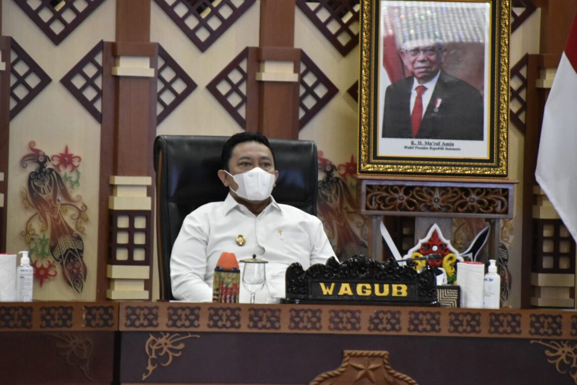 Wakil Gubernur Kalteng H. Edy Pratowo saat menghadiri secara virtual Rakornas Penanggulangan Bencana Tahun 2022. Foto : Ist