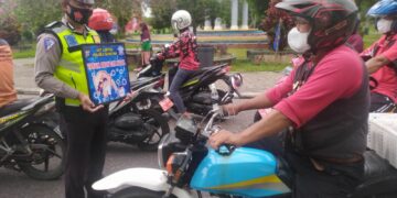 Sat Lantas  Polres Seruyan Gencarkan Himbauan Prokes