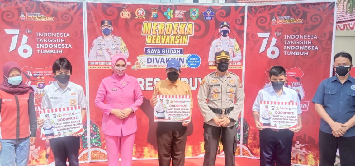 Polres Seruyan melaksanakan kegiatan Vaksinasi Covid 19 bagi Putra- Putri Polri dan Pelajar Kabupaten Seruyan dengan tema "Merdeka Bervaksin", Sabtu  (28/08/2021). Foto : Tbn
