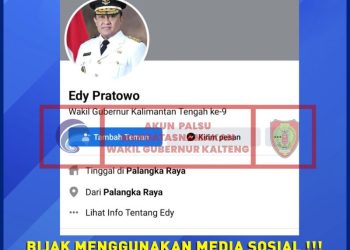 Beredar Akun Facebook Palsu Menggunakan Foto Profil dan Wagub Kalteng, H. Edy Pratowo