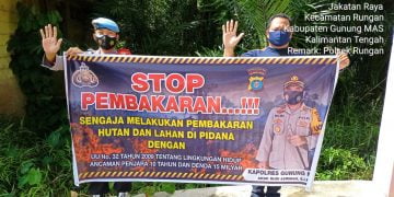 Tak Kenal Hari Libur, Polsek Rungan Sosialisasi Larangan Karhutla