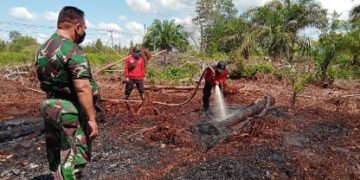 TNI dan Manggala Agni Padamkan Api di Desa Tanjung Taruna
