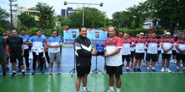Polda Kalsel dan Kalteng Gelar Pertandingan Persahabatan Tenis Lapangan