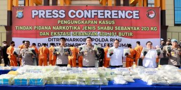Polda Riau Amankan 203 Kg Sabu dan 404.491 Butir Ekstasi