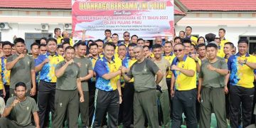 Sambut HUT ke-77 Bhayangkara, Polres Pulang Pisau Olahraga Bersama dengan Kodim 1011/KLK
