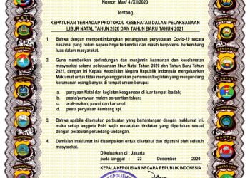 Kapolri Terbitkan Maklumat Kepatuhan Prokes saat Libur Natal dan Tahun Baru