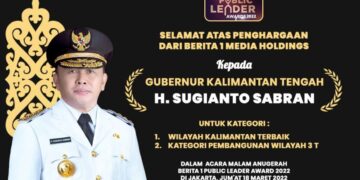 Gubernur Kalteng H. Sugianto Sabran Raih 2 Penghargaan Dari BSMH   