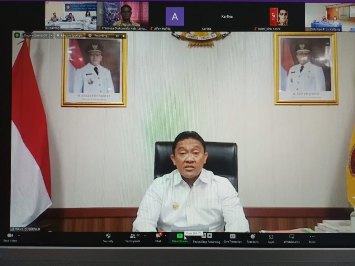 Wakil Gubernur Kalteng H. Edy Pratowo saat membuka secara resmi acara Kick Off Monitoring & Evaluasi Keterbukaan Informasi Badan Publik di Prov. Kalteng Tahun 2022